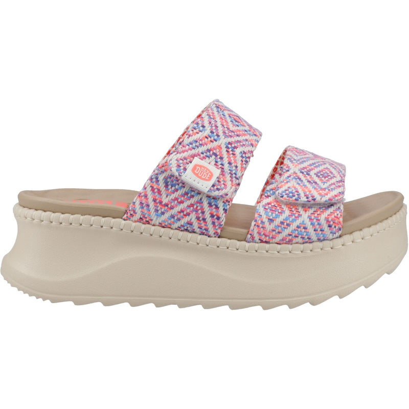 HEYDUDE Delray Slide Surf Baja Synthetic Blend Women's Blue/Pink/Multi Sandals