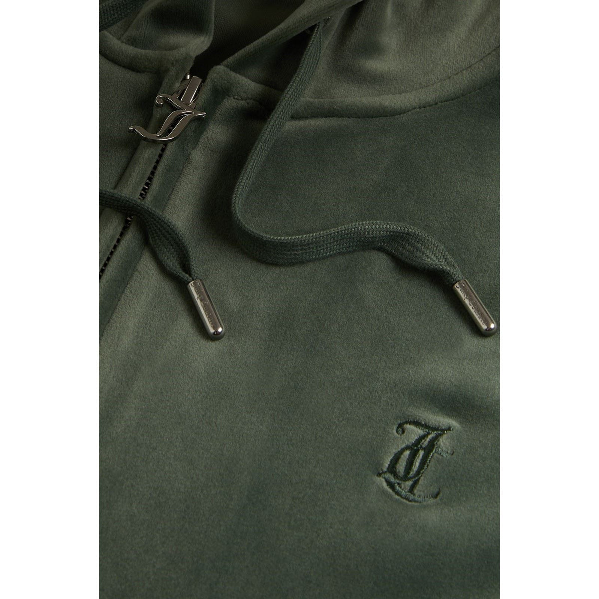 Juicy Couture Robertson Classic Jacket Polyester Women's Green Hooded Sweatshirt