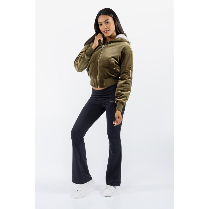 Juicy Couture Fur Rydell Women's Green Bomber Jacket