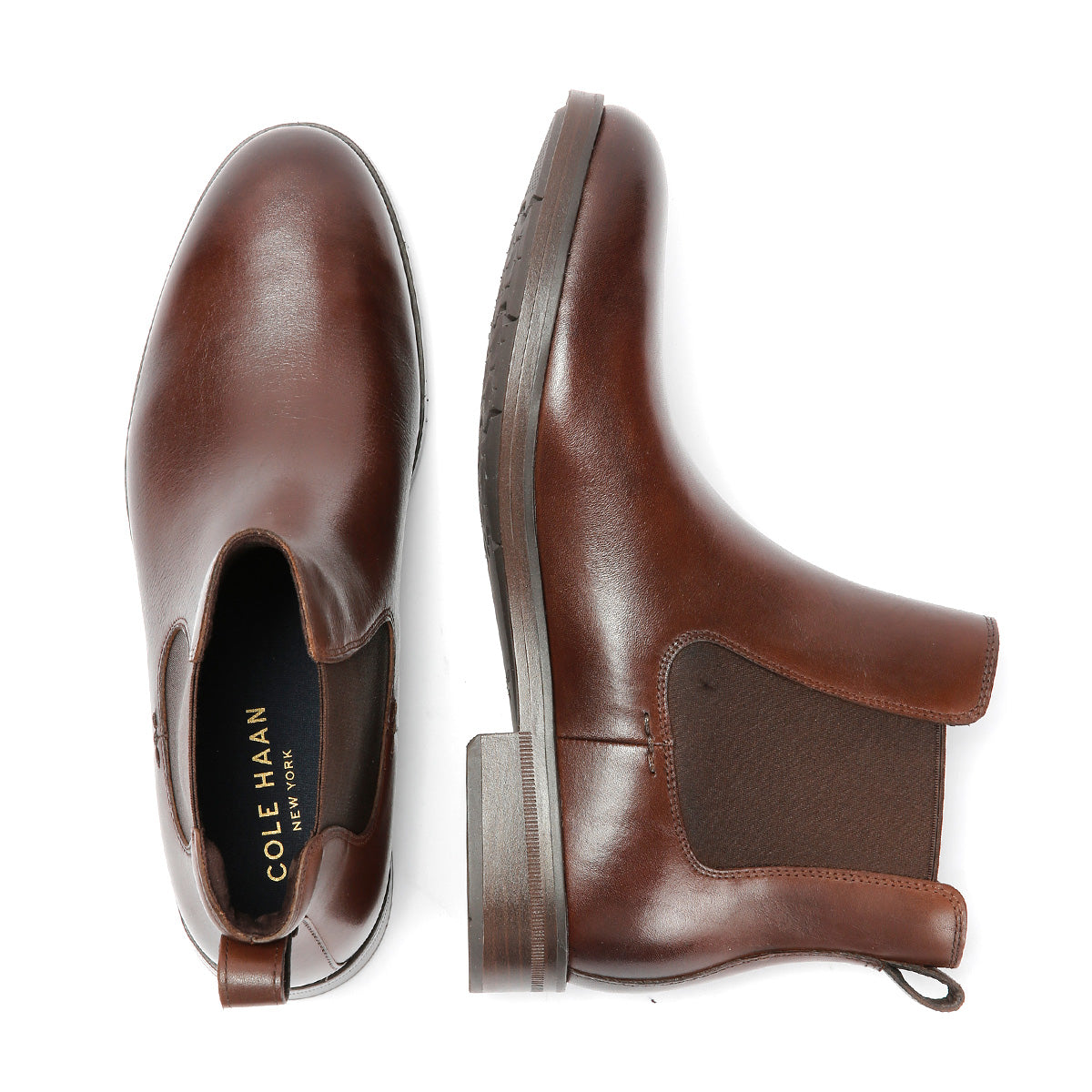 Cole Haan Newmark Grand Leather Men's Chestnut Chelsea Boots