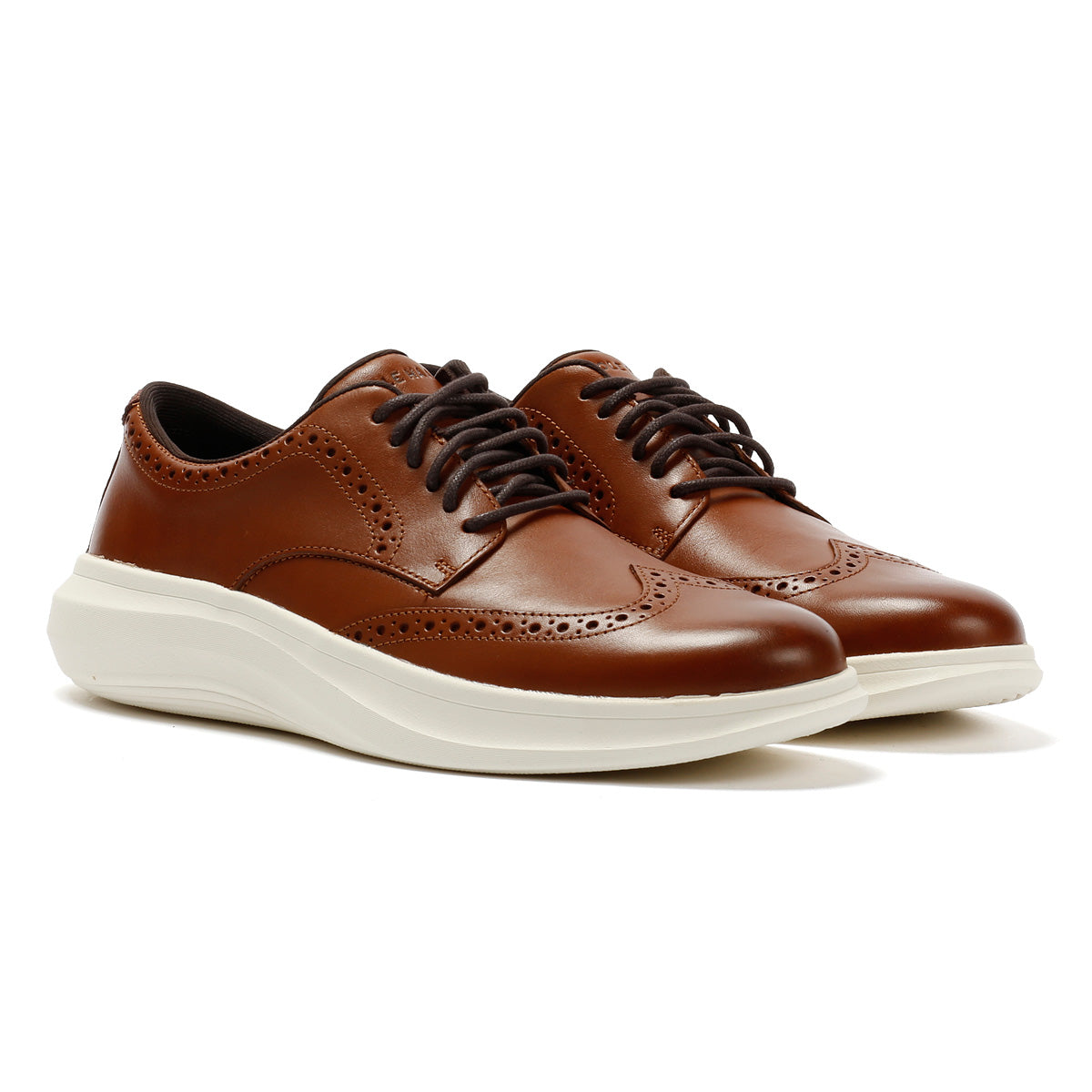 Cole Haan Grand Aerion Wingtip Oxfords Leather Men's British Tan Lace-Up Shoes