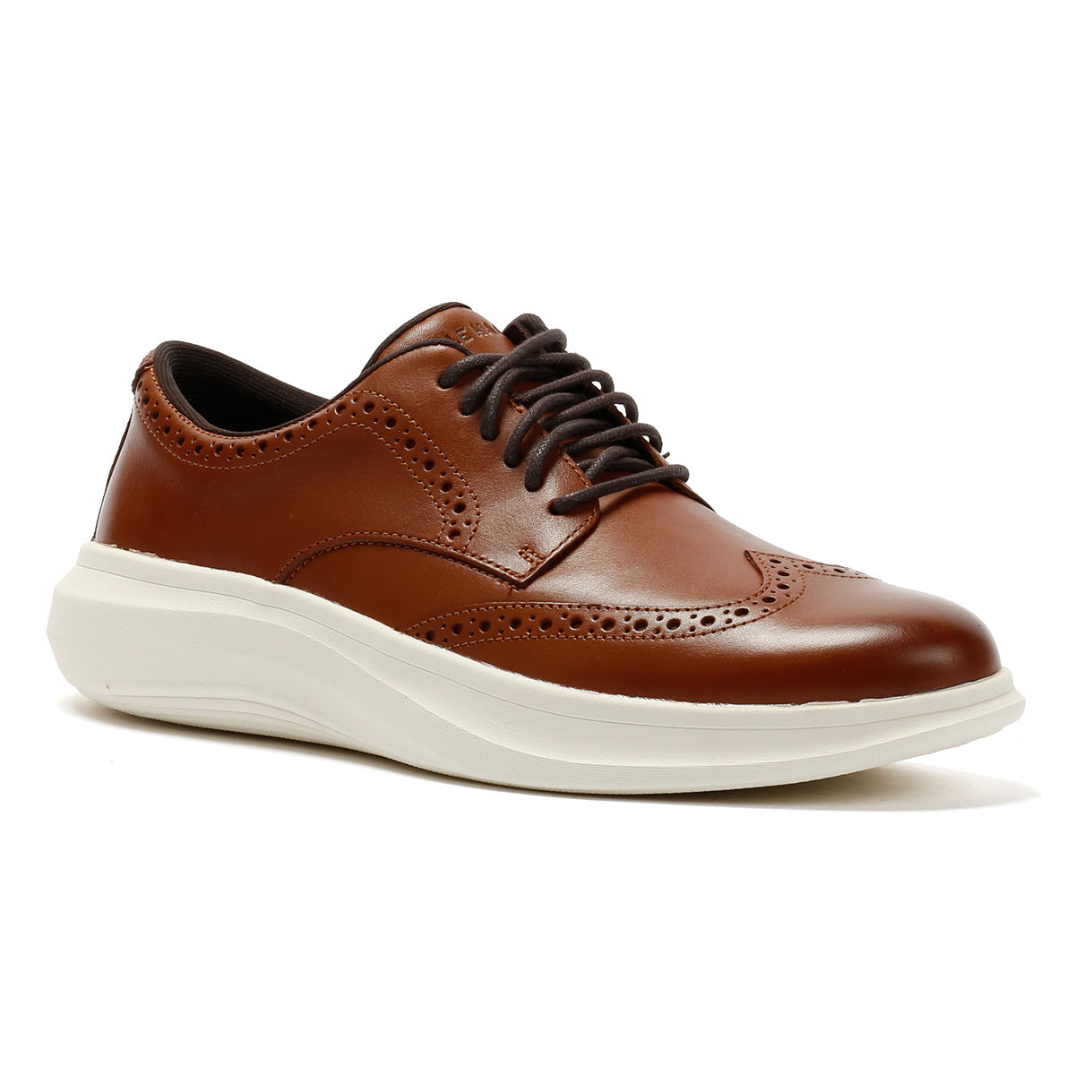 Cole Haan Grand Aerion Wingtip Oxfords Leather Men's British Tan Lace-Up Shoes