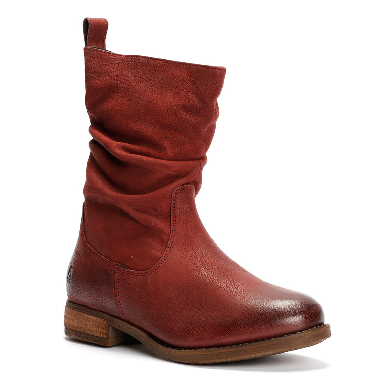 Hush Puppies Emilia Leather Women's Burgundy Winter Mid Calf Boots