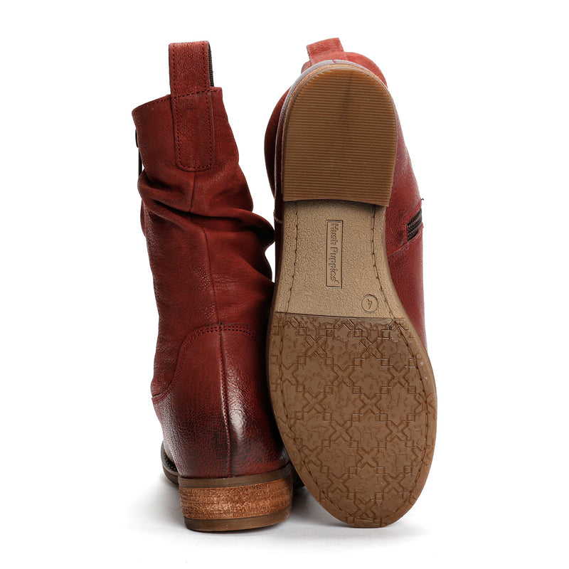 Hush Puppies Emilia Leather Women's Burgundy Winter Mid Calf Boots
