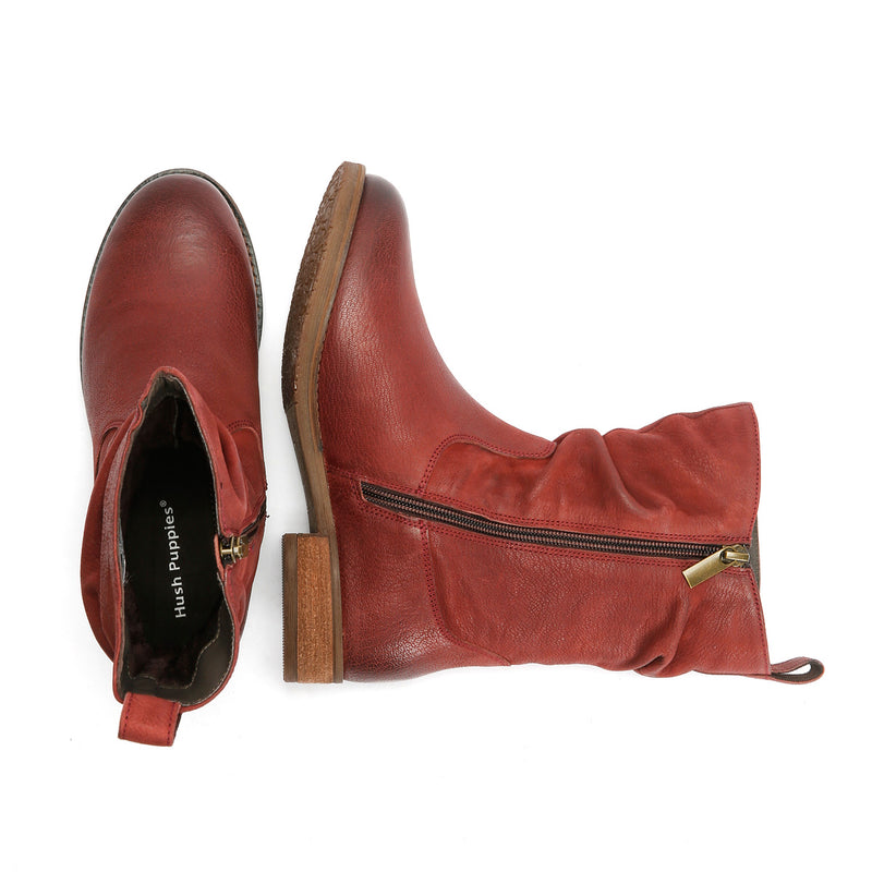 Hush Puppies Emilia Leather Women's Burgundy Winter Mid Calf Boots