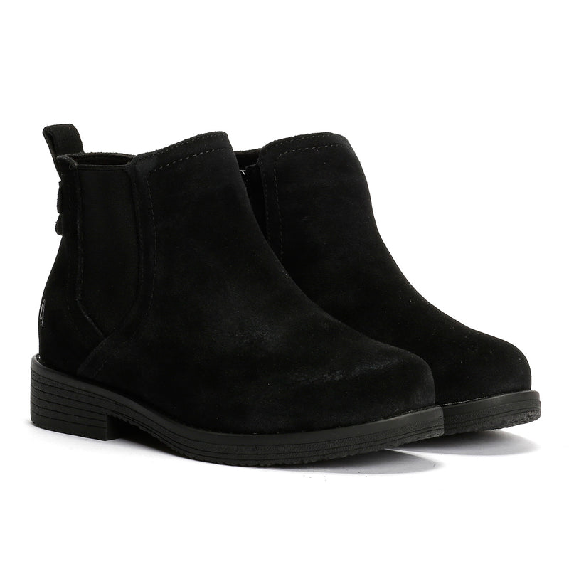 Hush Puppies Maddy Wide Suede Women's Black Boots