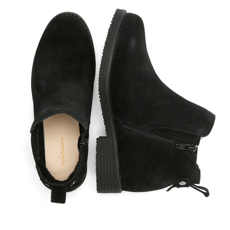 Hush Puppies Maddy Wide Suede Women's Black Boots