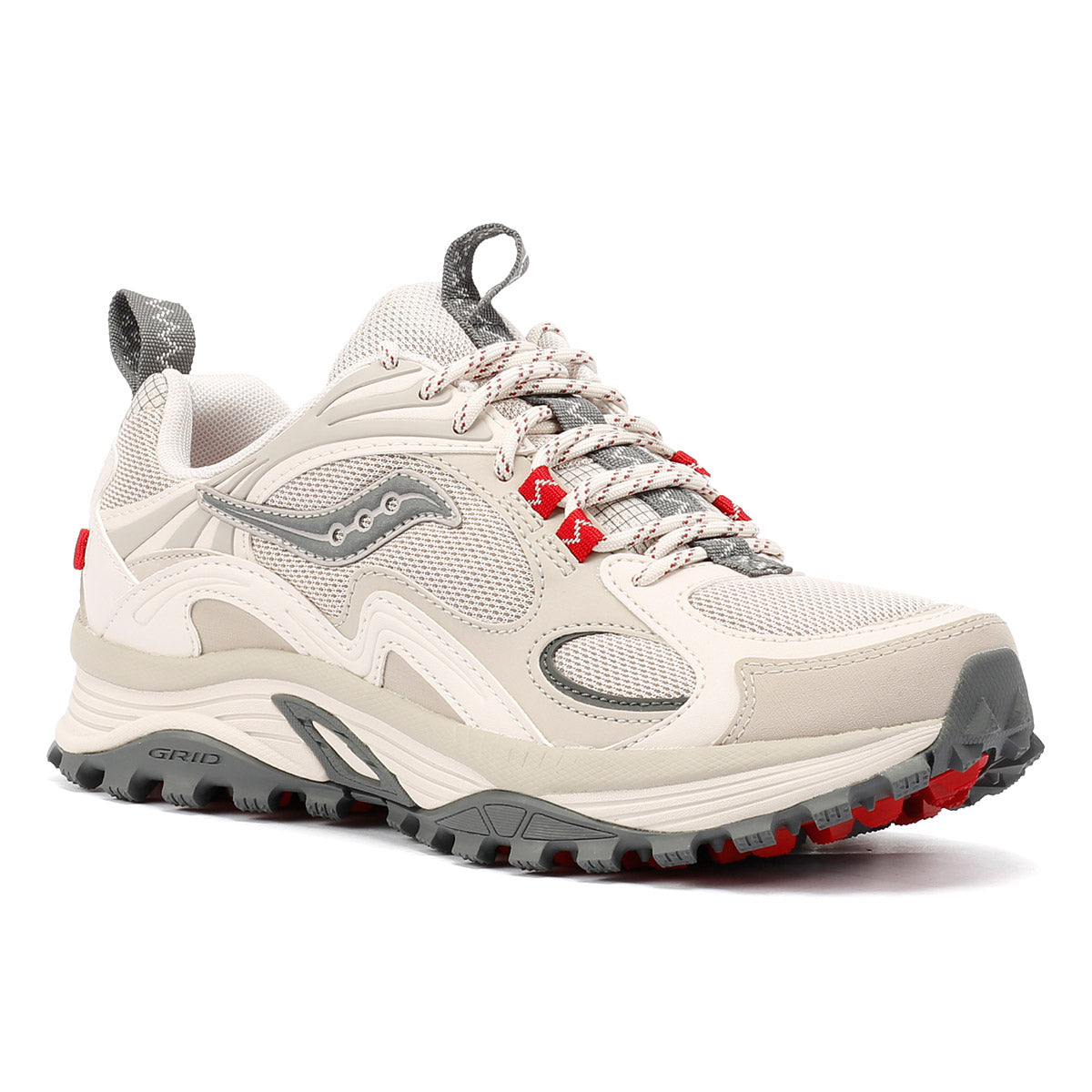 Saucony Grid Aura X Dove/Red Sneakers