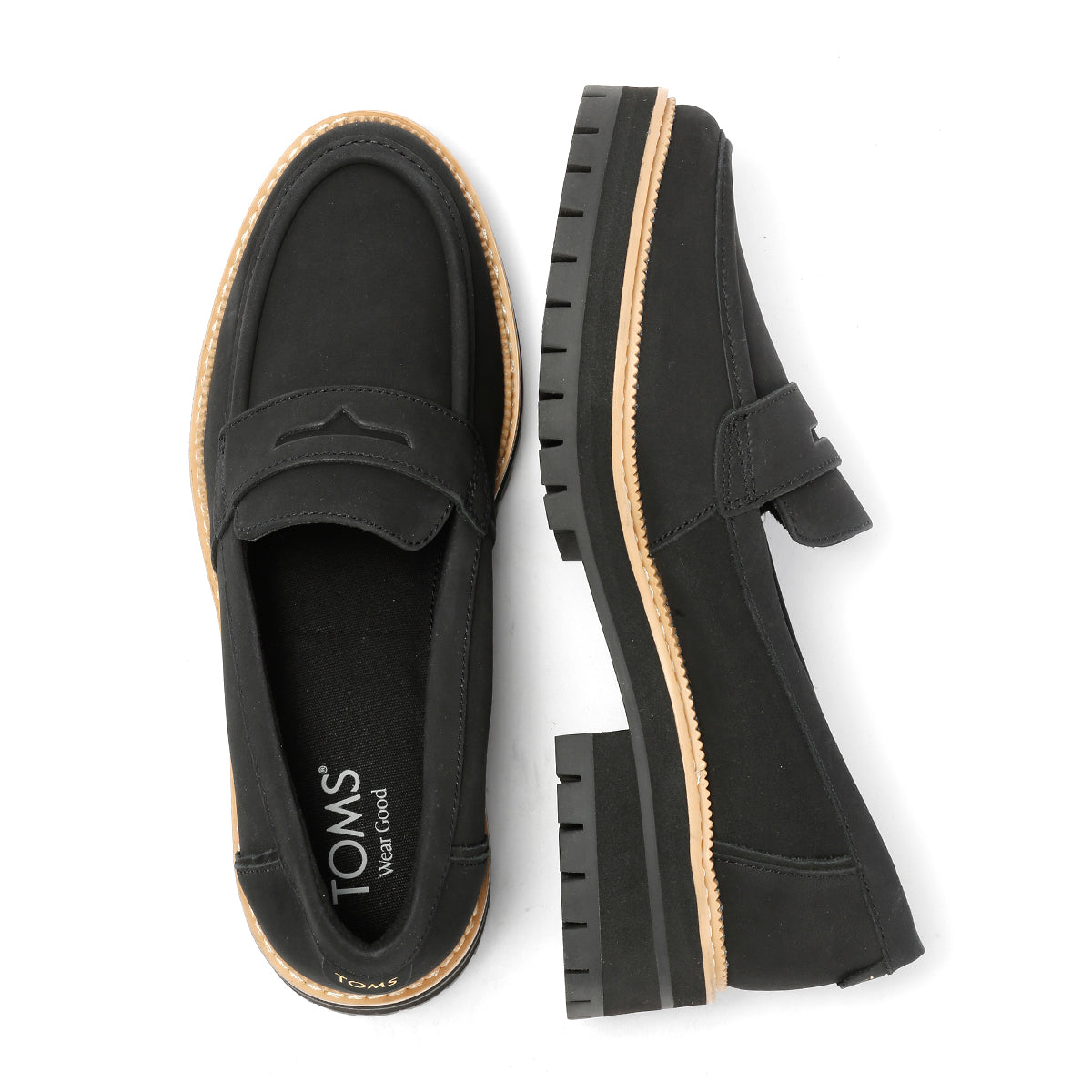 TOMS Cara Leather Women's Black Loafers