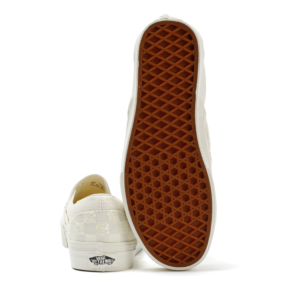 Vans Classic Slip-On Canvas Women's White Beaded Checkerboard Sneakers