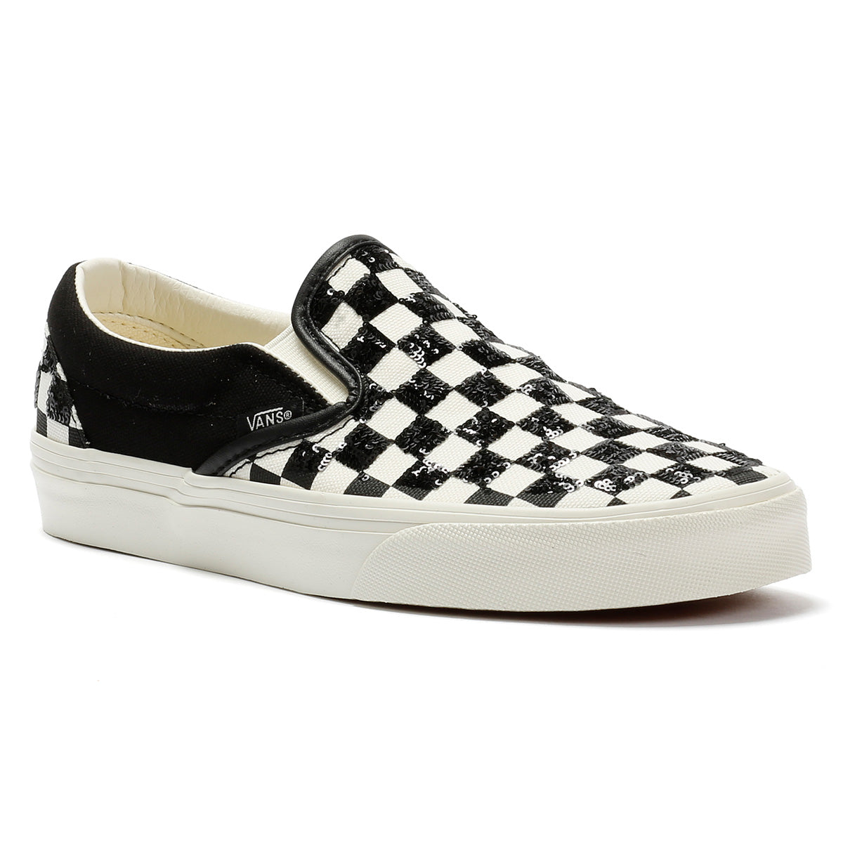 Vans Classic Slip-On Canvas Women's Black/White Beaded Checkerboard Sneakers