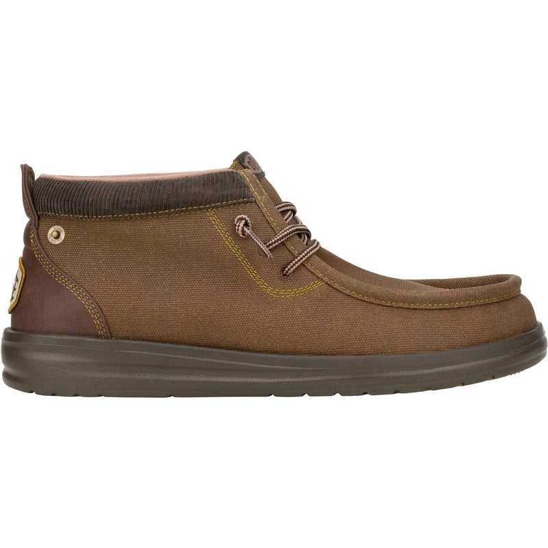 HEYDUDE Wally Mid GripR Canvas Men's Dark Brown Boots