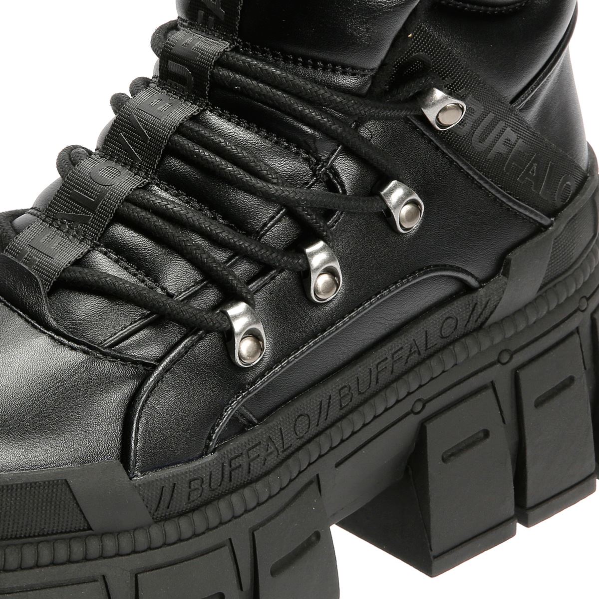 Bottines Buffalo Gospher Hike Mid Pad Pour Femme - Similicuir Noir, Semelle épaisse, Confort Mousse Mémoire - Taille 36 à 40 - 9