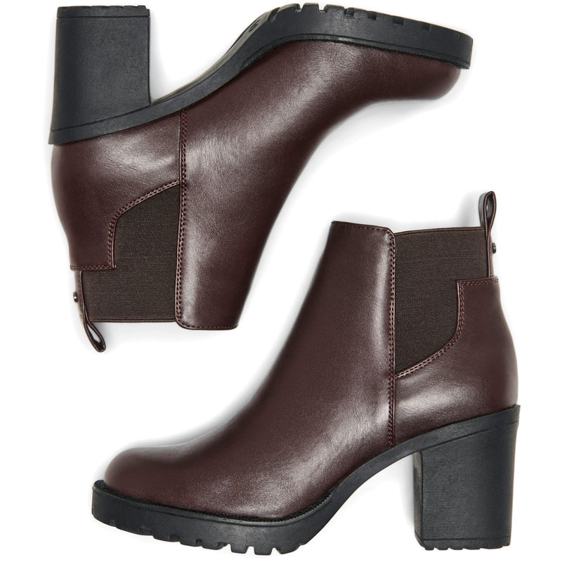 ONLY Barbara Polyurethane Women's Chocolate Brown Heeled Chelsea Boots