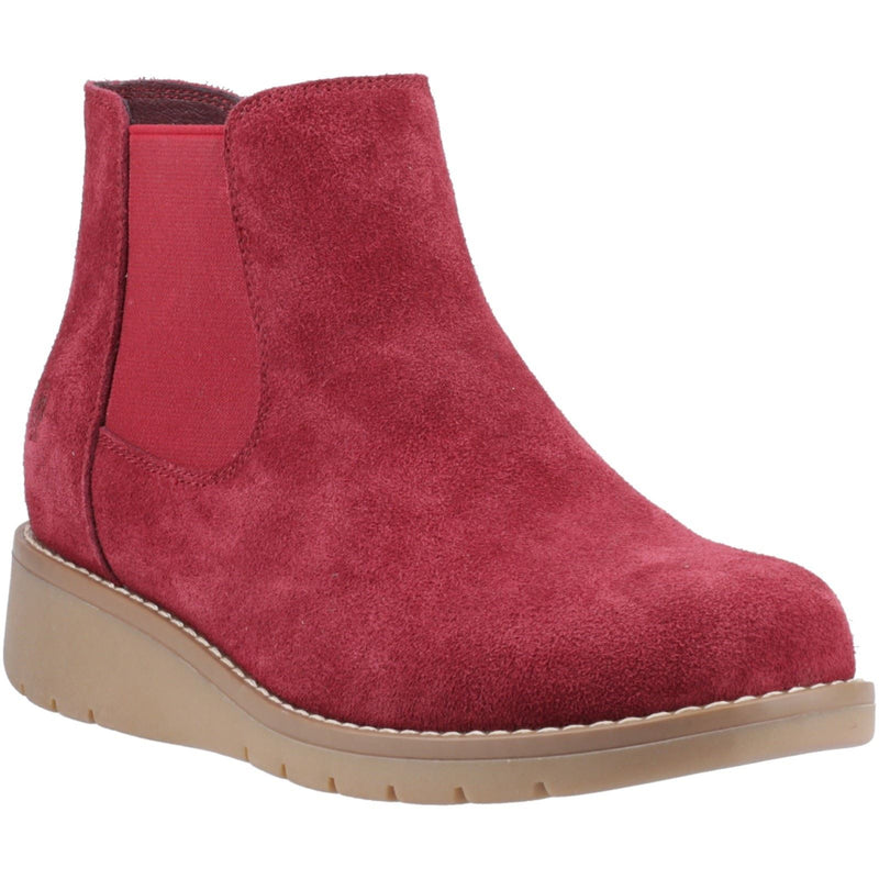 Hush Puppies Leonie Suede Women's Burgundy Flat Chelsea Boots