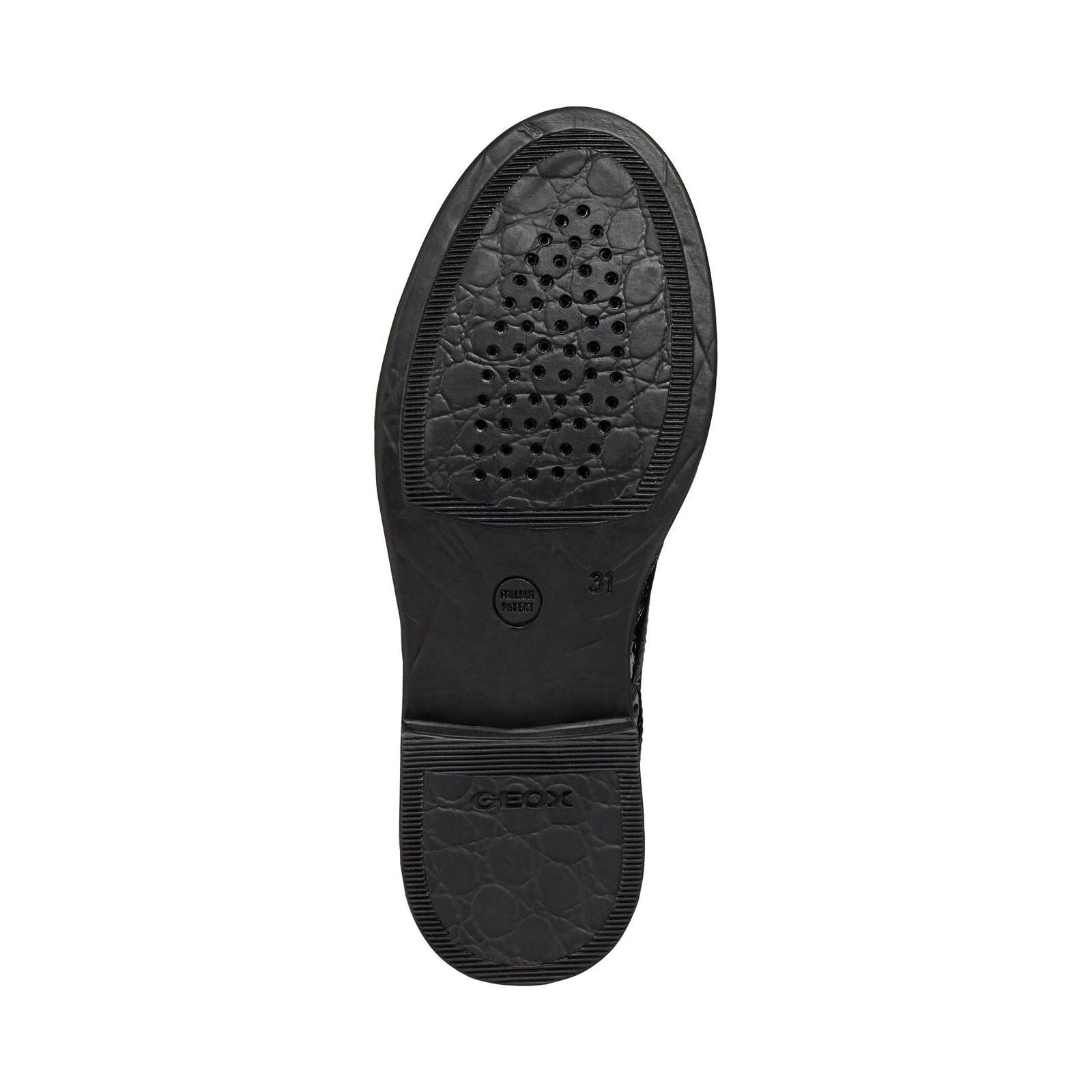 Geox J Agata D Leather Girl's Black Patent Brogues