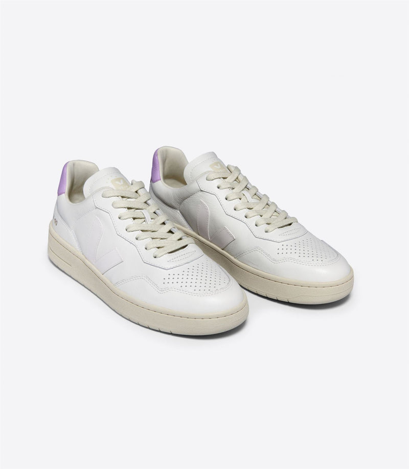 Veja V-90 Leather Women's White/Orchid Sneakers