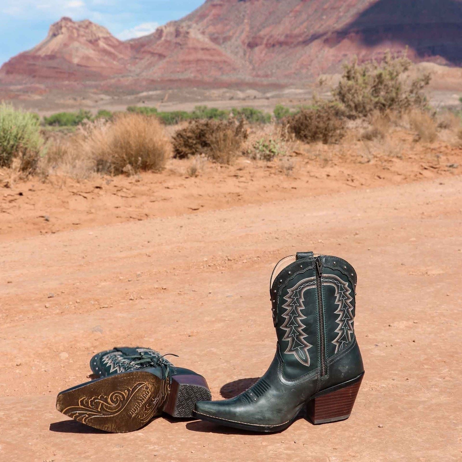 Durango Crush Bootie Leather Women's Saddle Brown/Denim Blue Boots