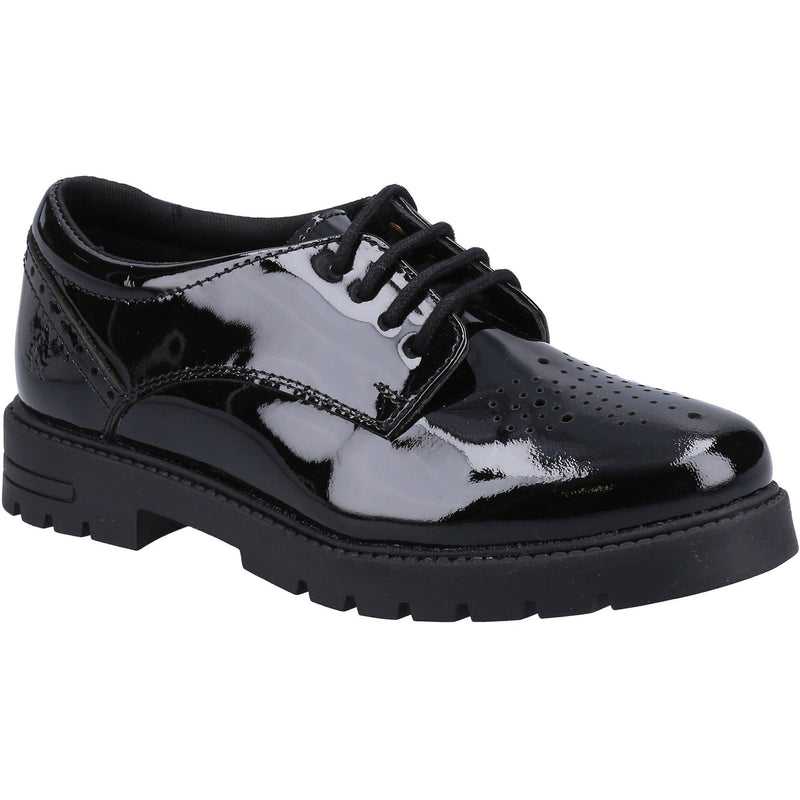 Hush Puppies Jayne Patent SNR Leather Girls's Black Lace-Up Shoes