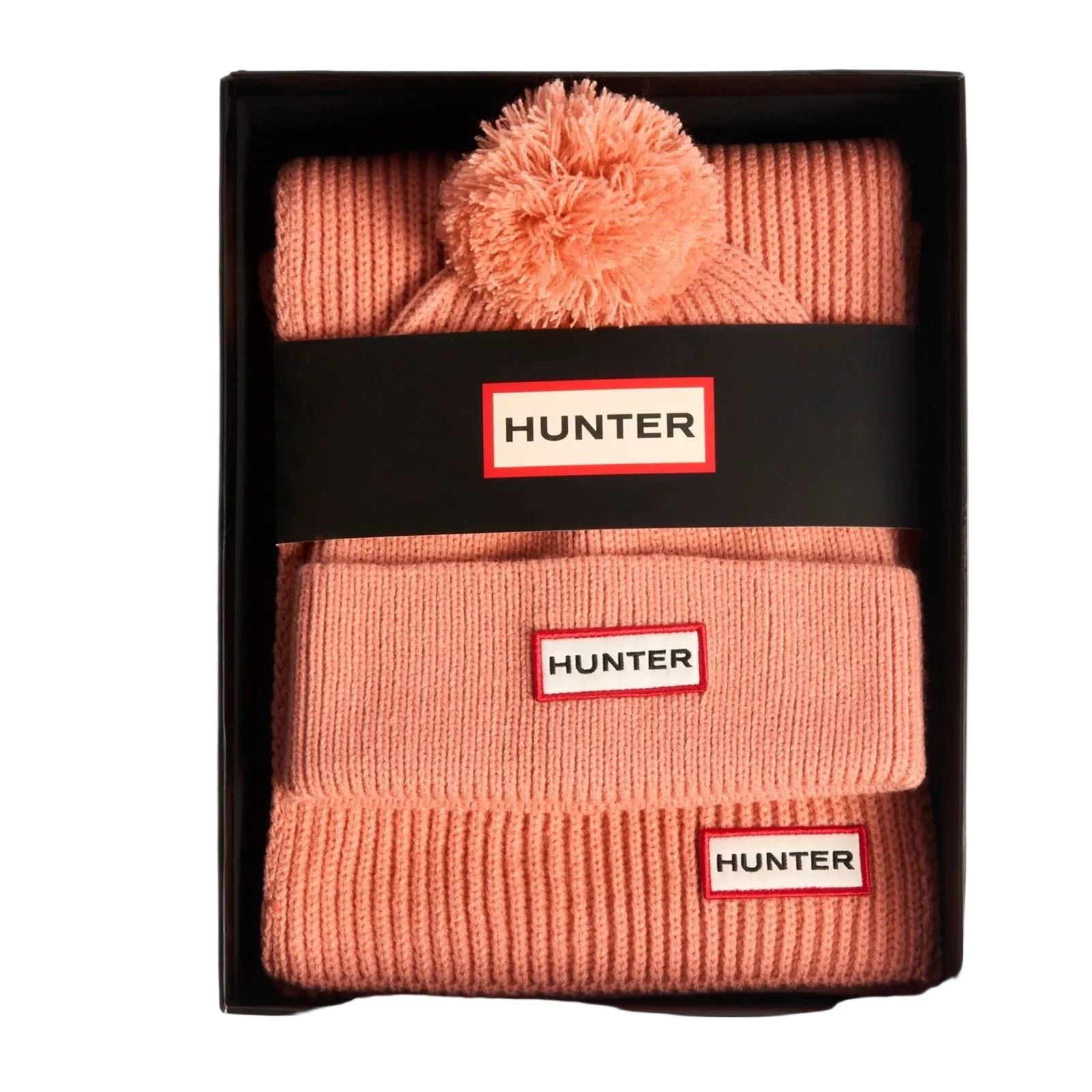 Hunter Arrinay Ribbed Pom Beanie/Scarf Box Set Unisex Adults Terracotta Hat & Scarf Set - One Size