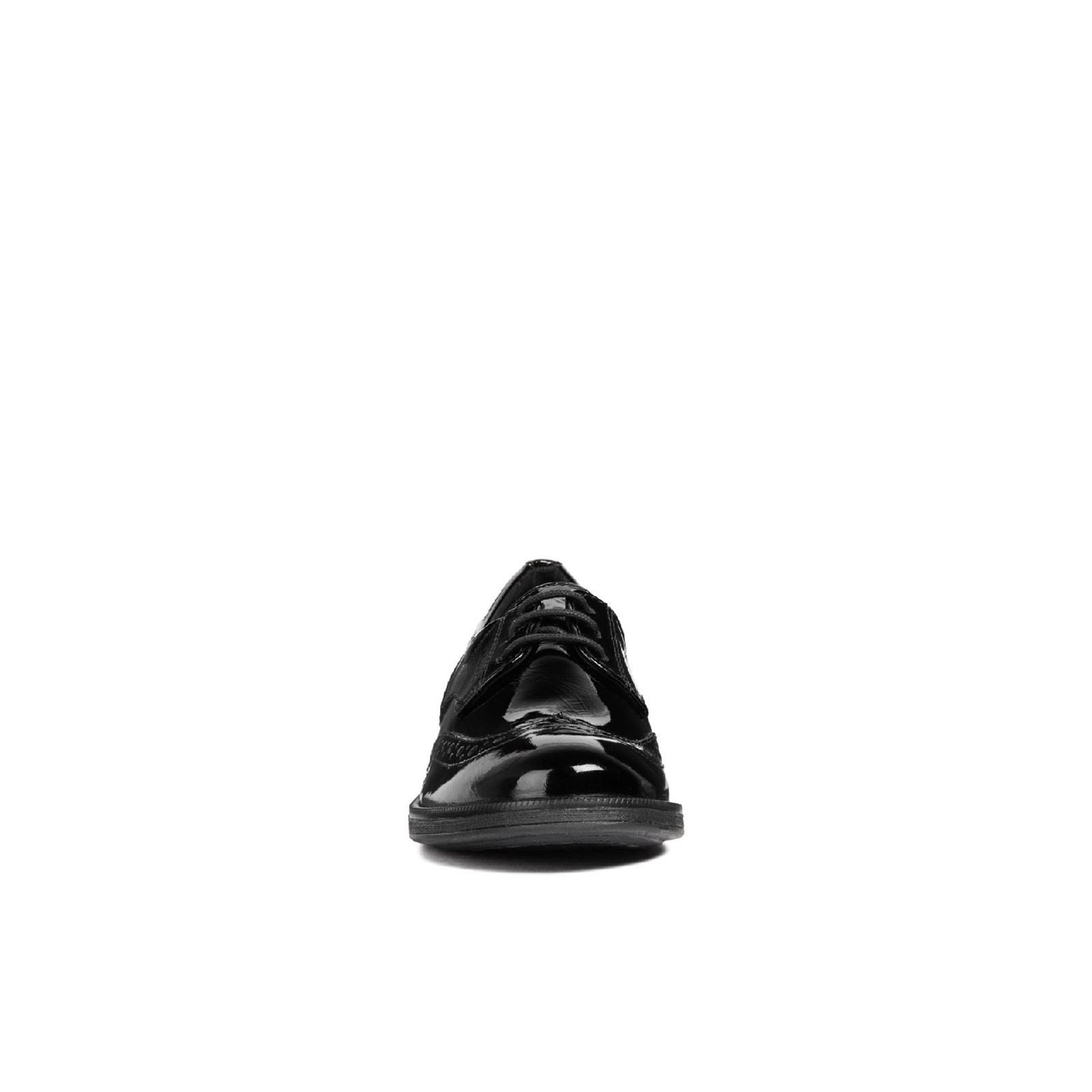 Geox J Agata D Leather Girl's Black Patent Brogues