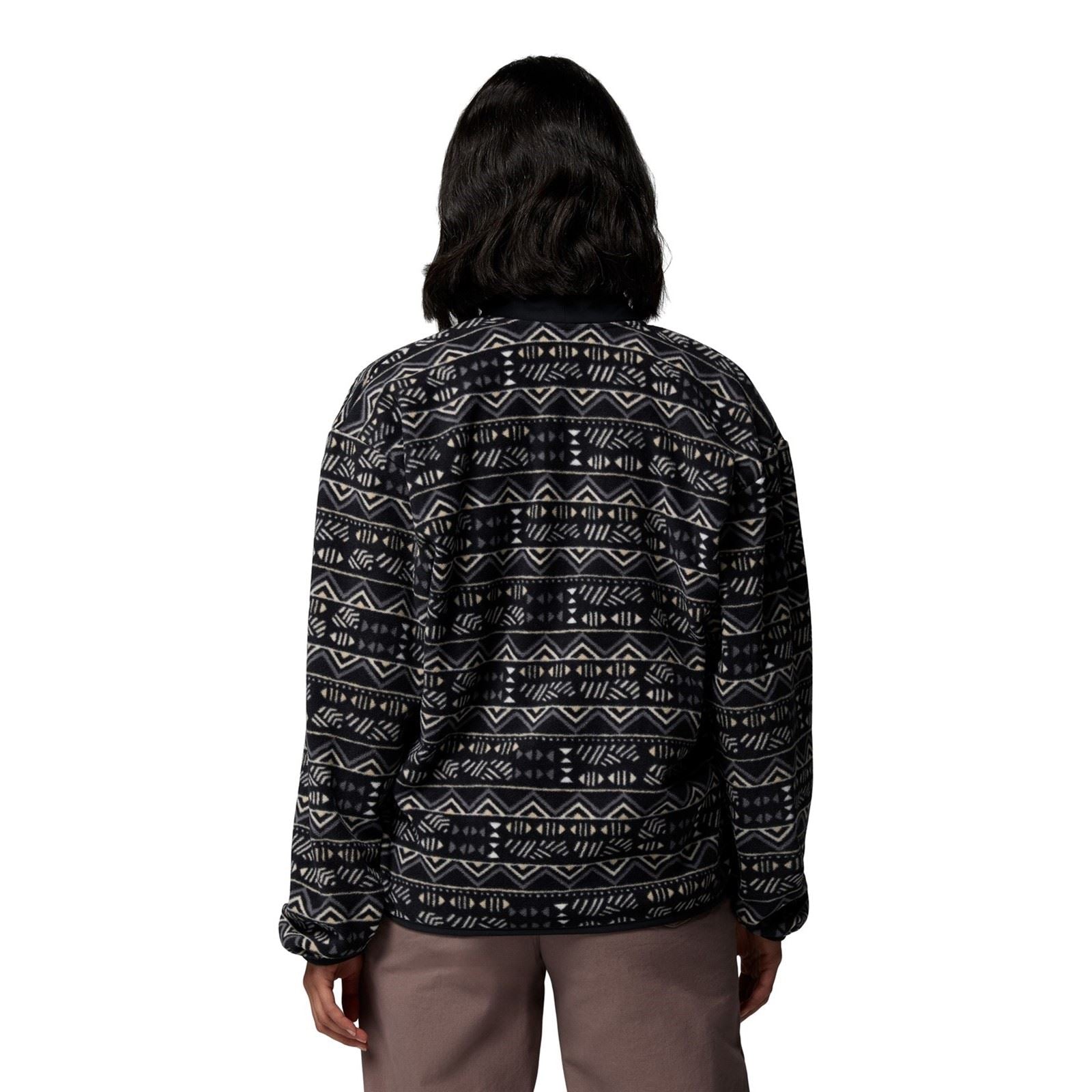 Columbia Sequoia Grove Printed Half Zip Polyester Women's Black Fleece Pullover