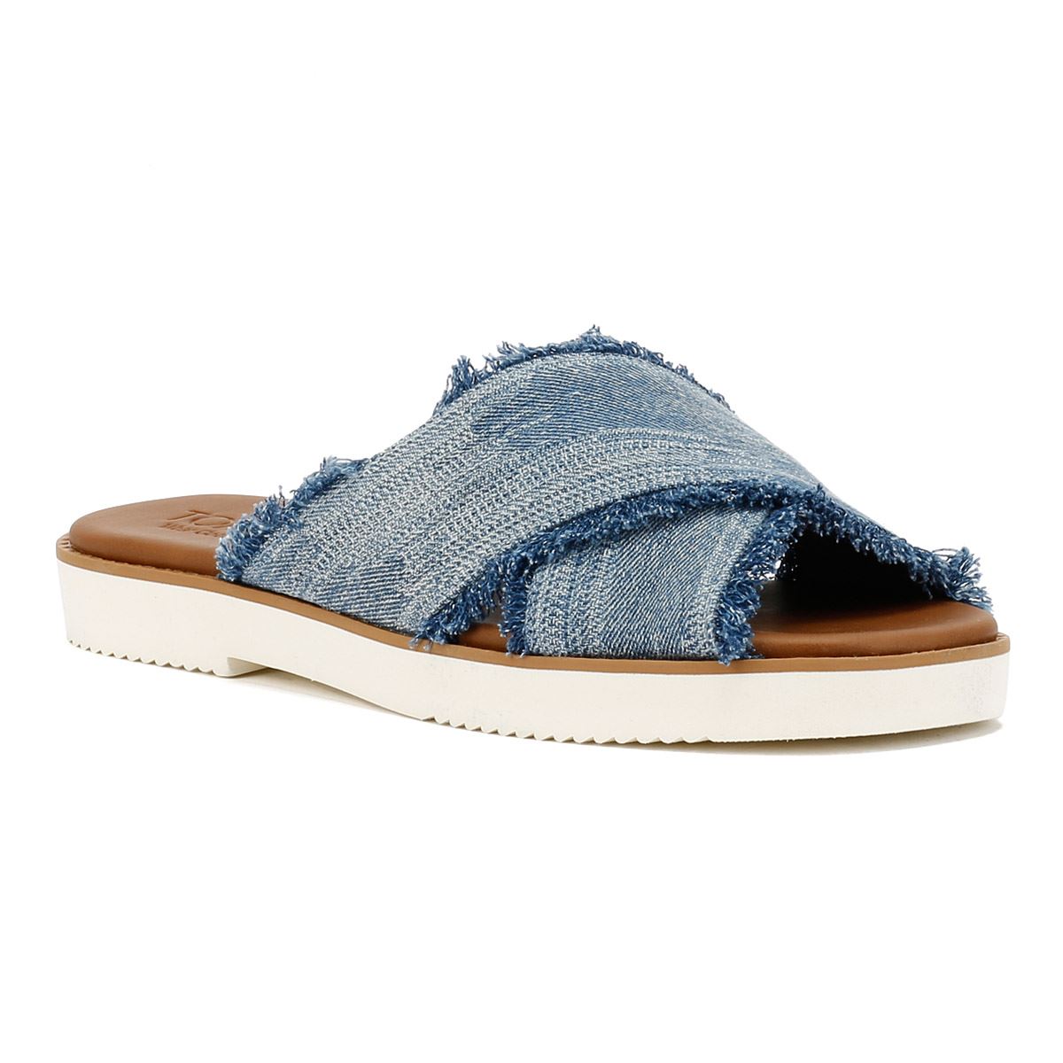 TOMS Mae Crossover Denim Women's Fray Dark Sky Sandals