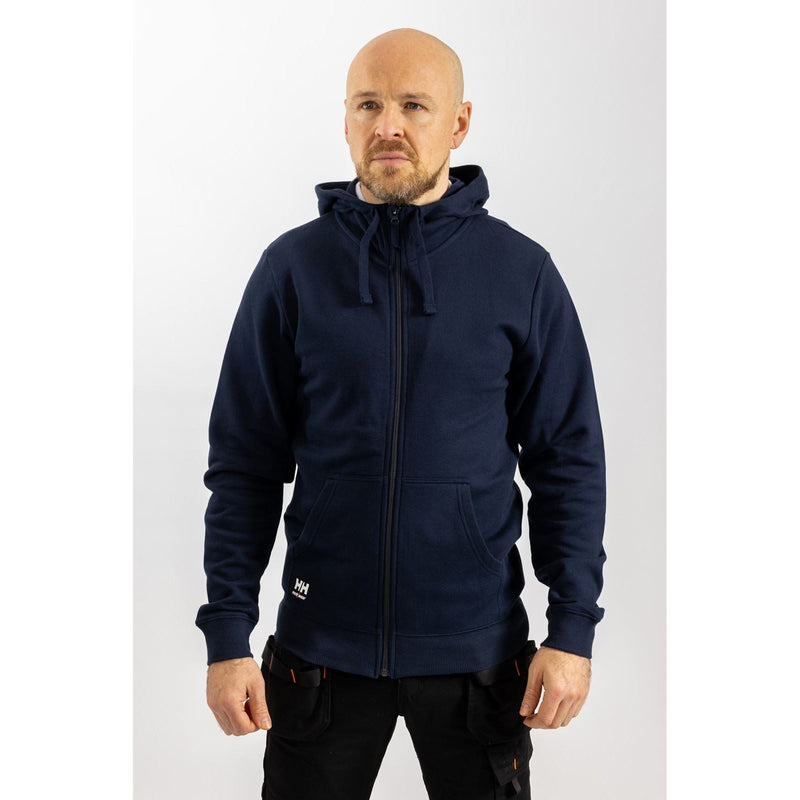 Helly Hansen Workwear Manchester Zip Cotton Men's Blue Hooded Sweatshirt