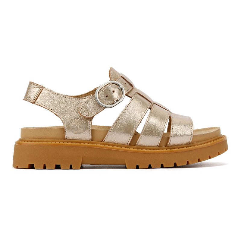Timberland Clairemont Way Fisherman Leather Women's Gold Metal Sandals