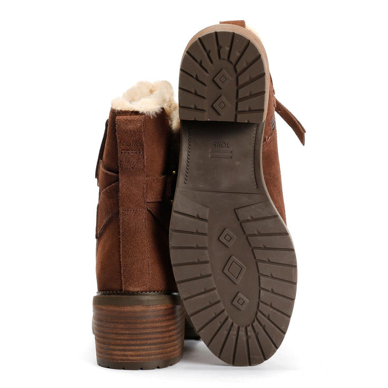 TOMS Hailey Buckle Suede Women's Dark Brown Boots