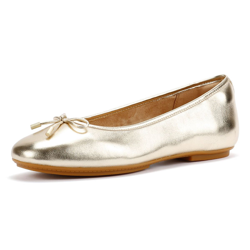 FitFlop Delicato Metallic Leather Women's Platino Ballet Flats