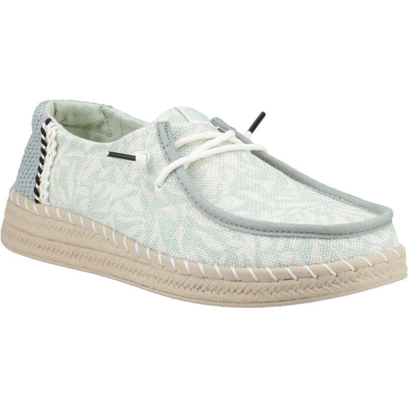HEYDUDE Wendy Espadrille Retro Palm Cotton Blend Women's Celadon Green/White Espadrilles