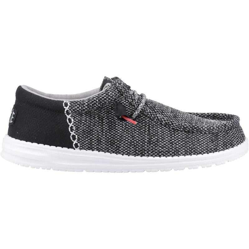 HEYDUDE Wally Funk Open Mesh Synthetic/Spandex/Cotton Men's Black/White Boat Shoes