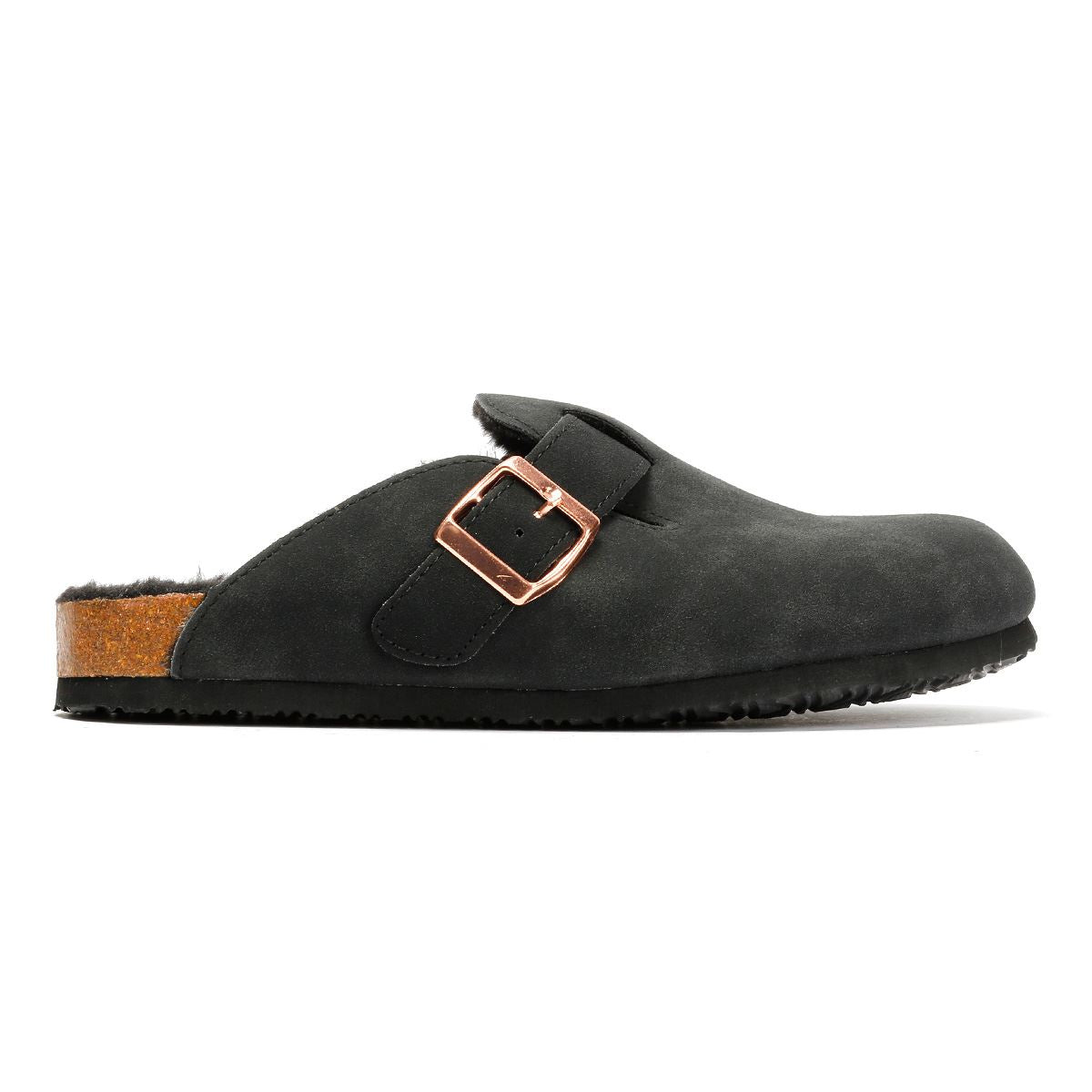 Penguin Poppy Fur Suede Women's Black Mules