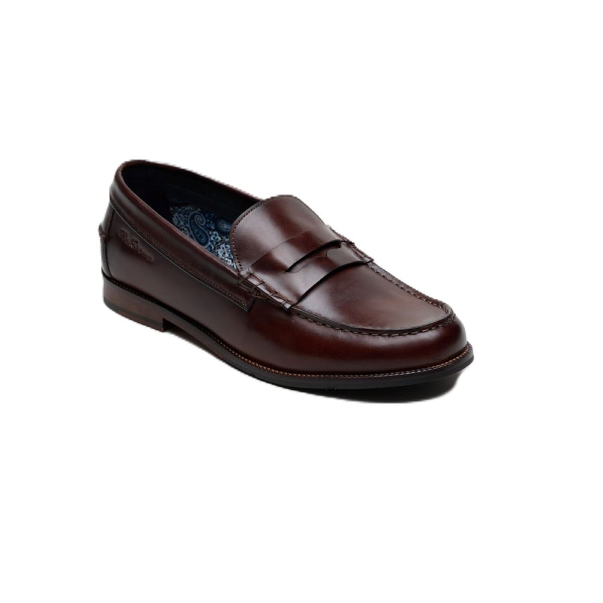 Ben Sherman Sid Brush Off Leather Men's Brown Penny Loafers