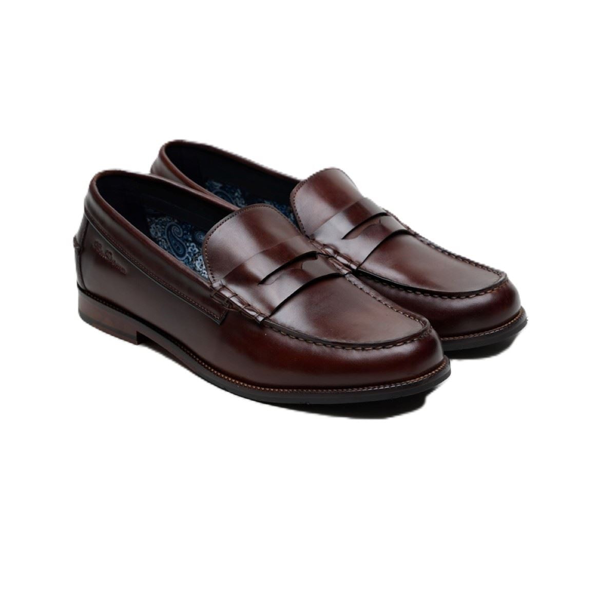 Ben Sherman Sid Brush Off Leather Men's Brown Penny Loafers
