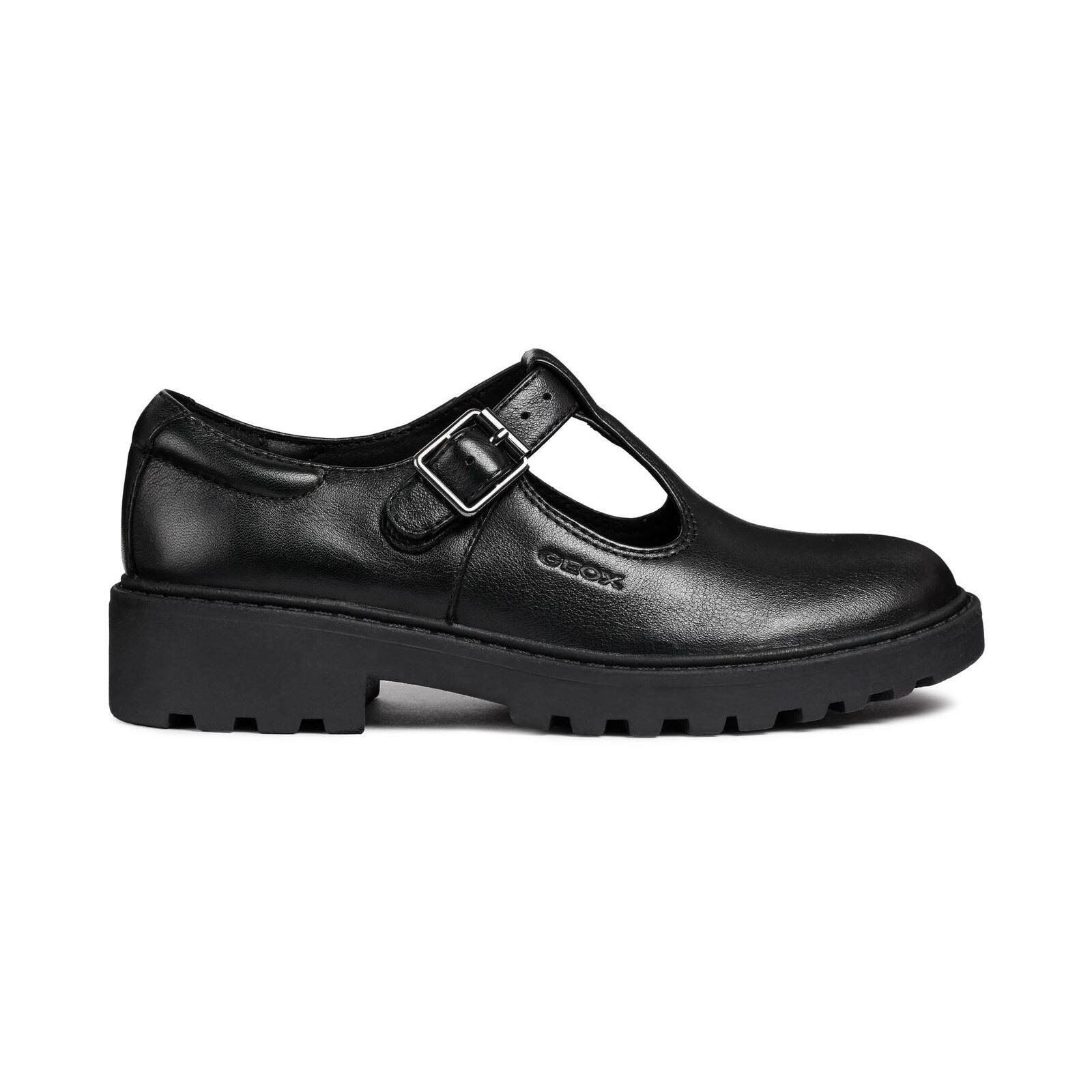 Geox J Casey Girl Leather Girl's Black Shoes