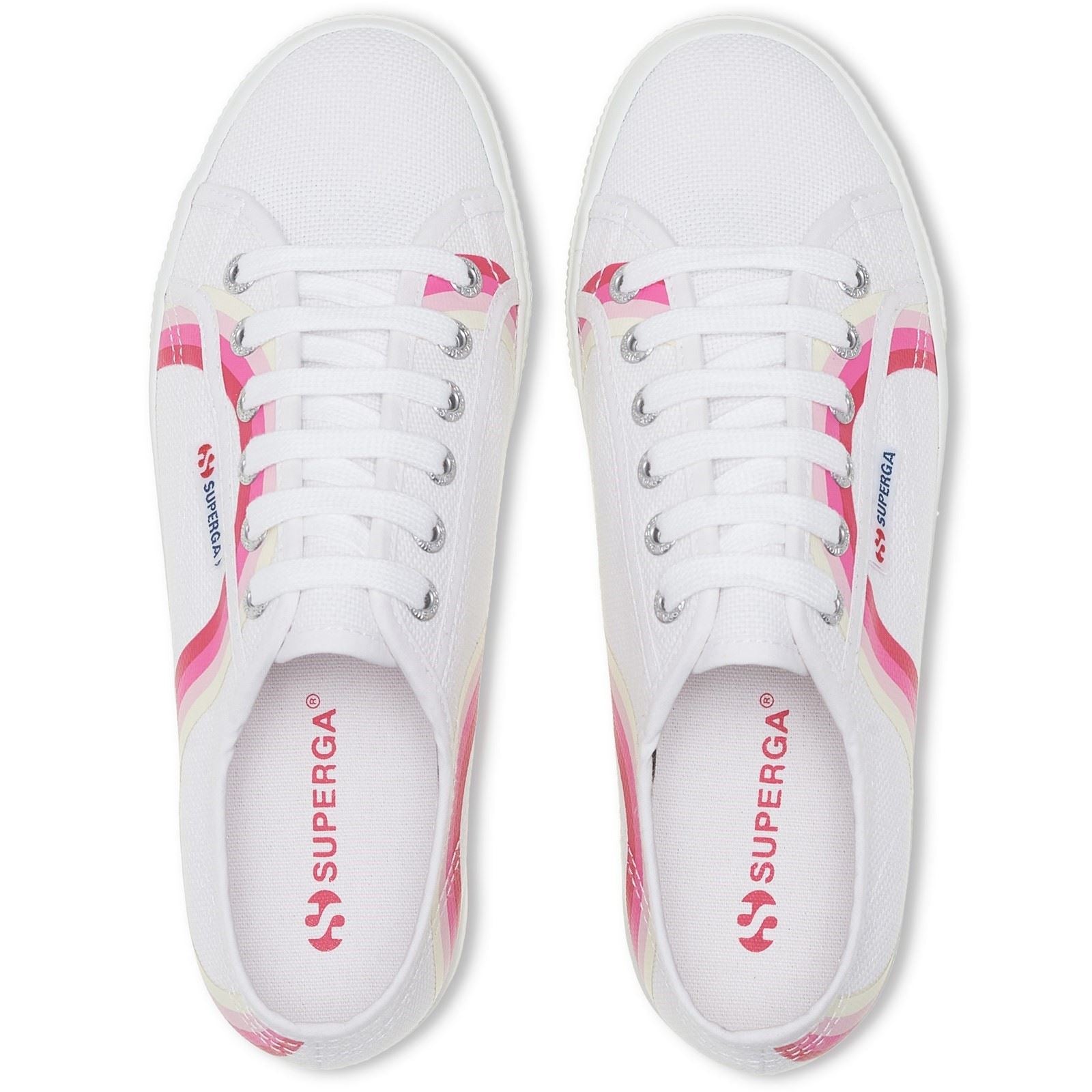 Superga 2790 Round Stripes Cotton Women's White/Shaded Blue Sneakers