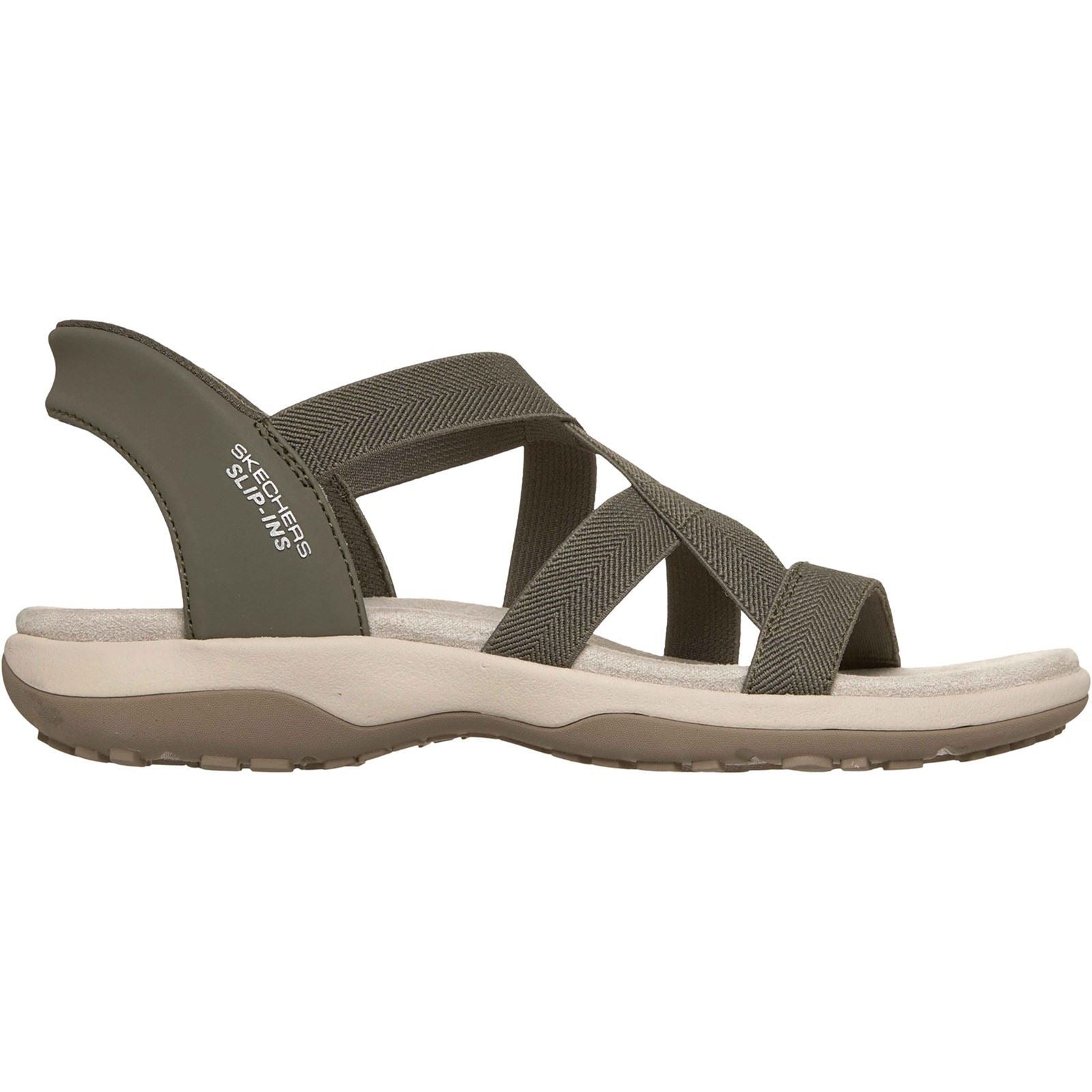 Skechers Reggae Slim Stretch Flex Textile Women's Olive Sandals