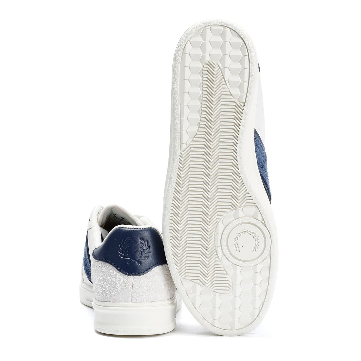 Fred Perry B4 Textured Leather/Suede Men's Porcelain/Blue Sneakers