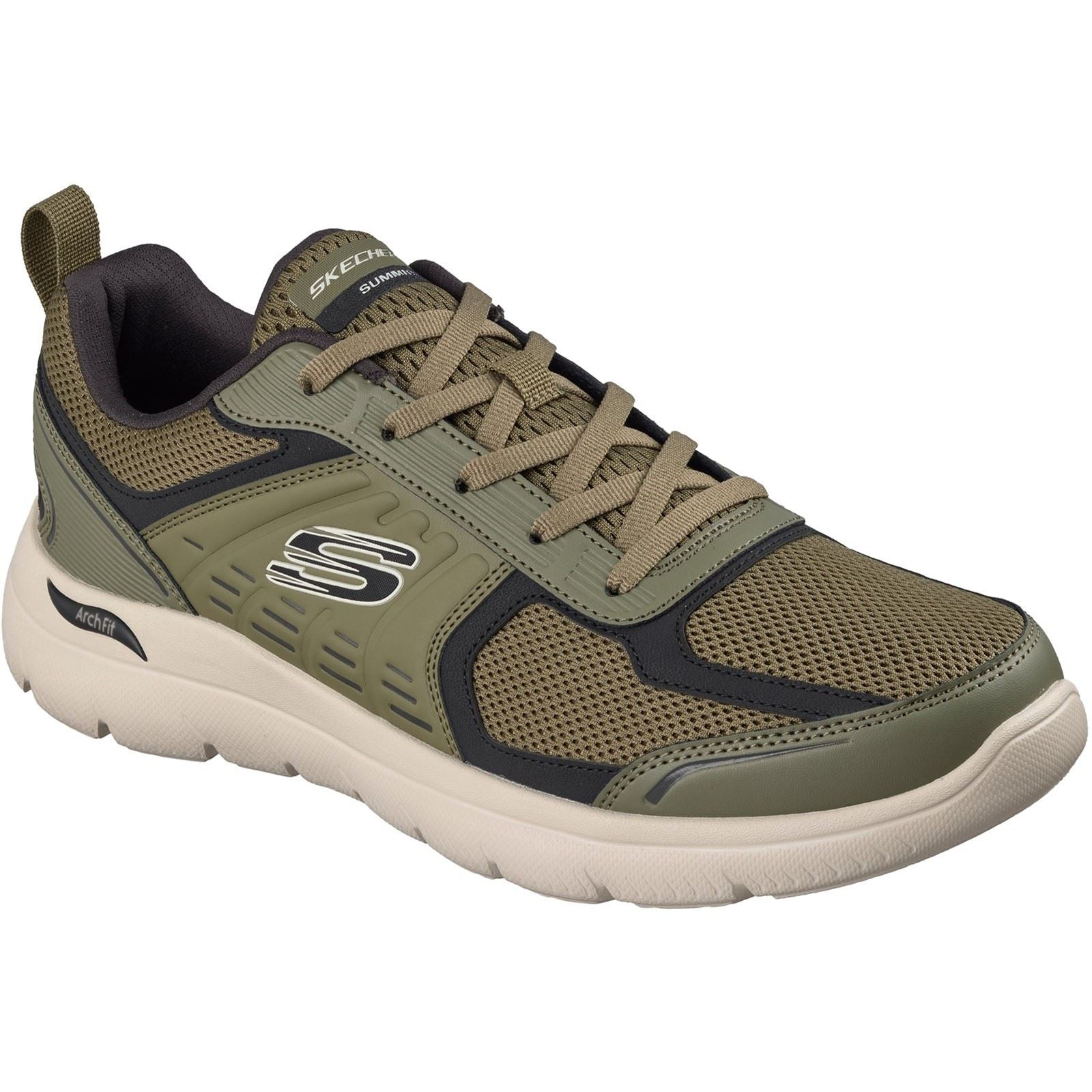 Skechers Arch Fit Summits Leege Leather Men's Olive Leather/Pu/Mesh Trainers