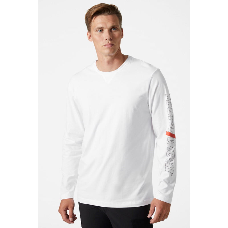 Helly Hansen Workwear Logo Longsleeve Cotton Men's White T-Shirt