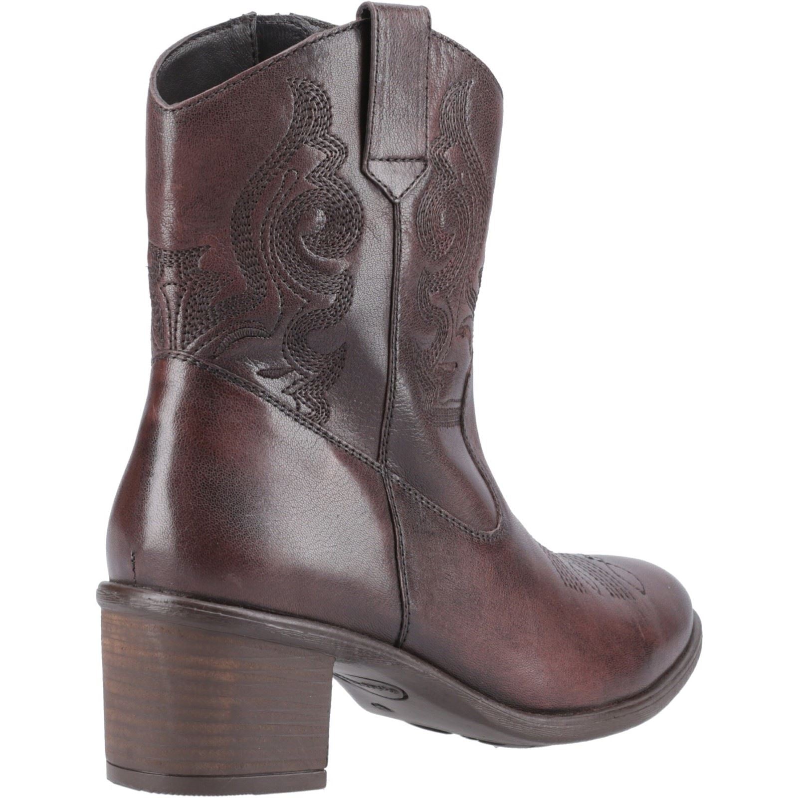 Hush Puppies Wynn Leather Women's Chocolate Heeled Ankle Boots