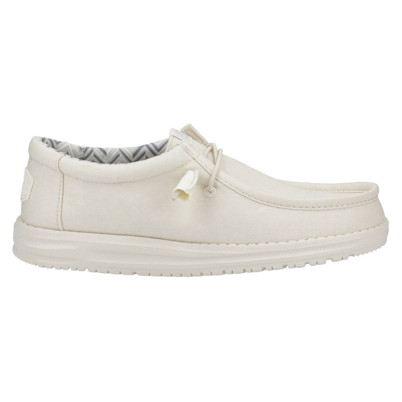 HEYDUDE Wally Canvas 100% Cotton Men's Stone White Boat Shoes