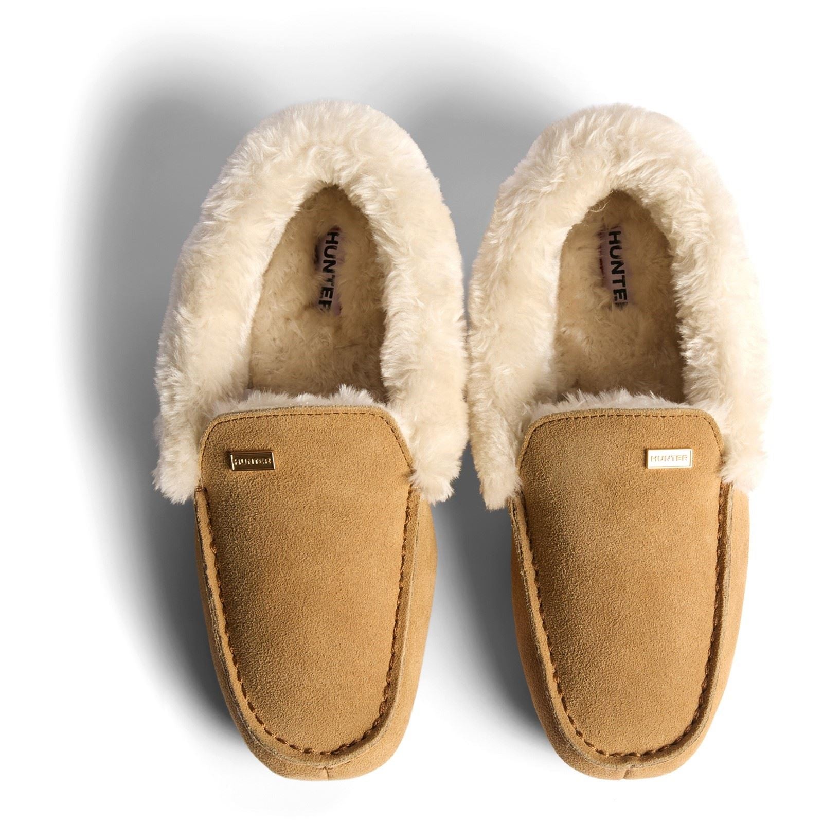 Hunter Womens Moccasin Slipper Sherpa Suede Women's Biscuit Slippers