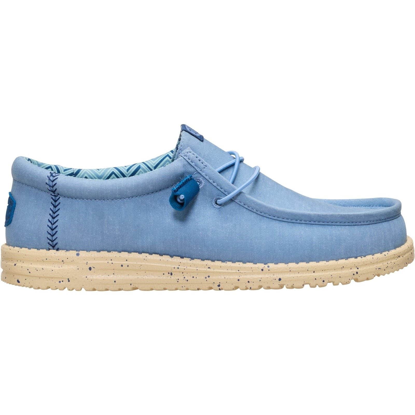 HEYDUDE Wally Stretch Textile Men's Faded Denim/Boulder Tan Loafers