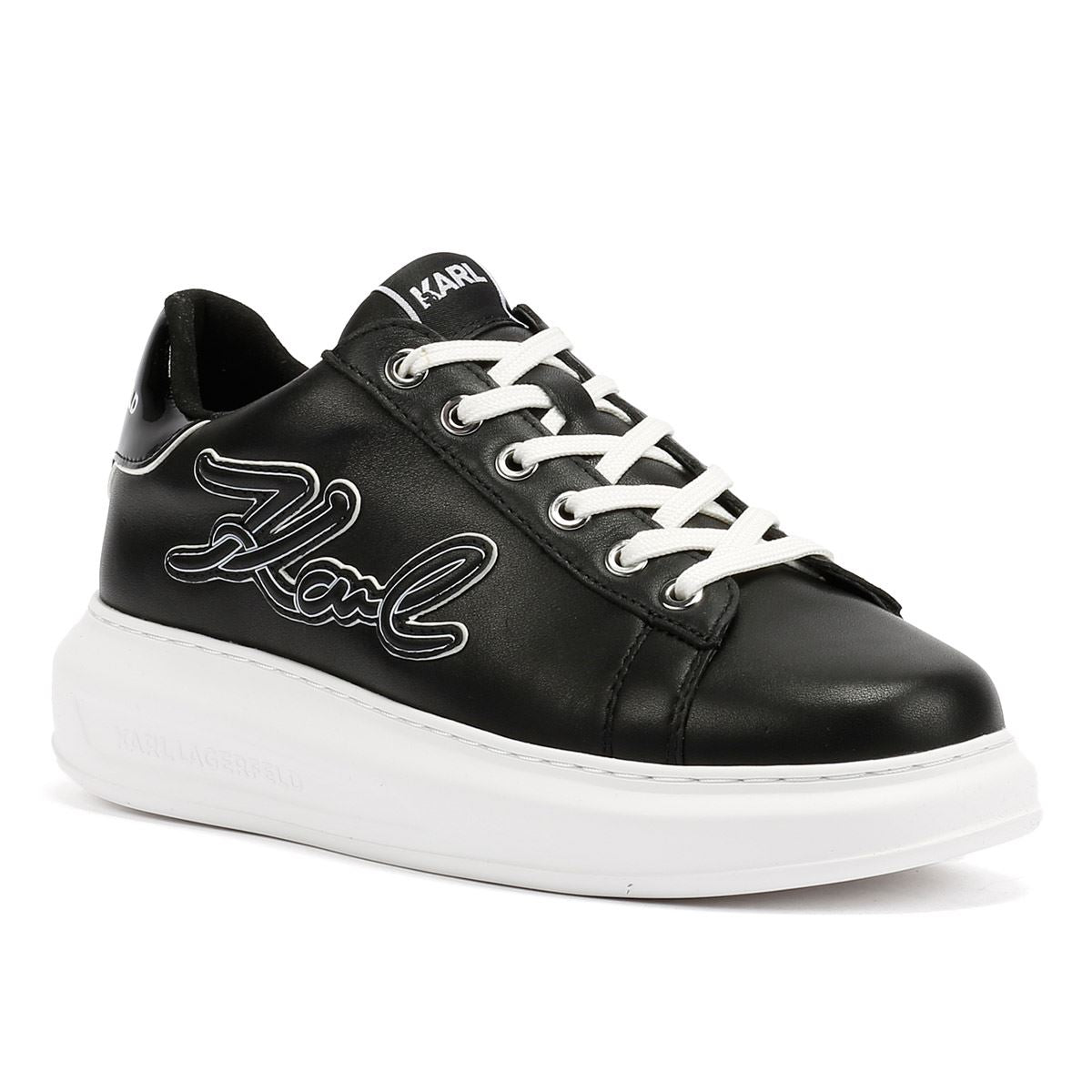 Karl Lagerfeld Kapri Signia Emboss Lo Lace Leather Women's Black Sneakers