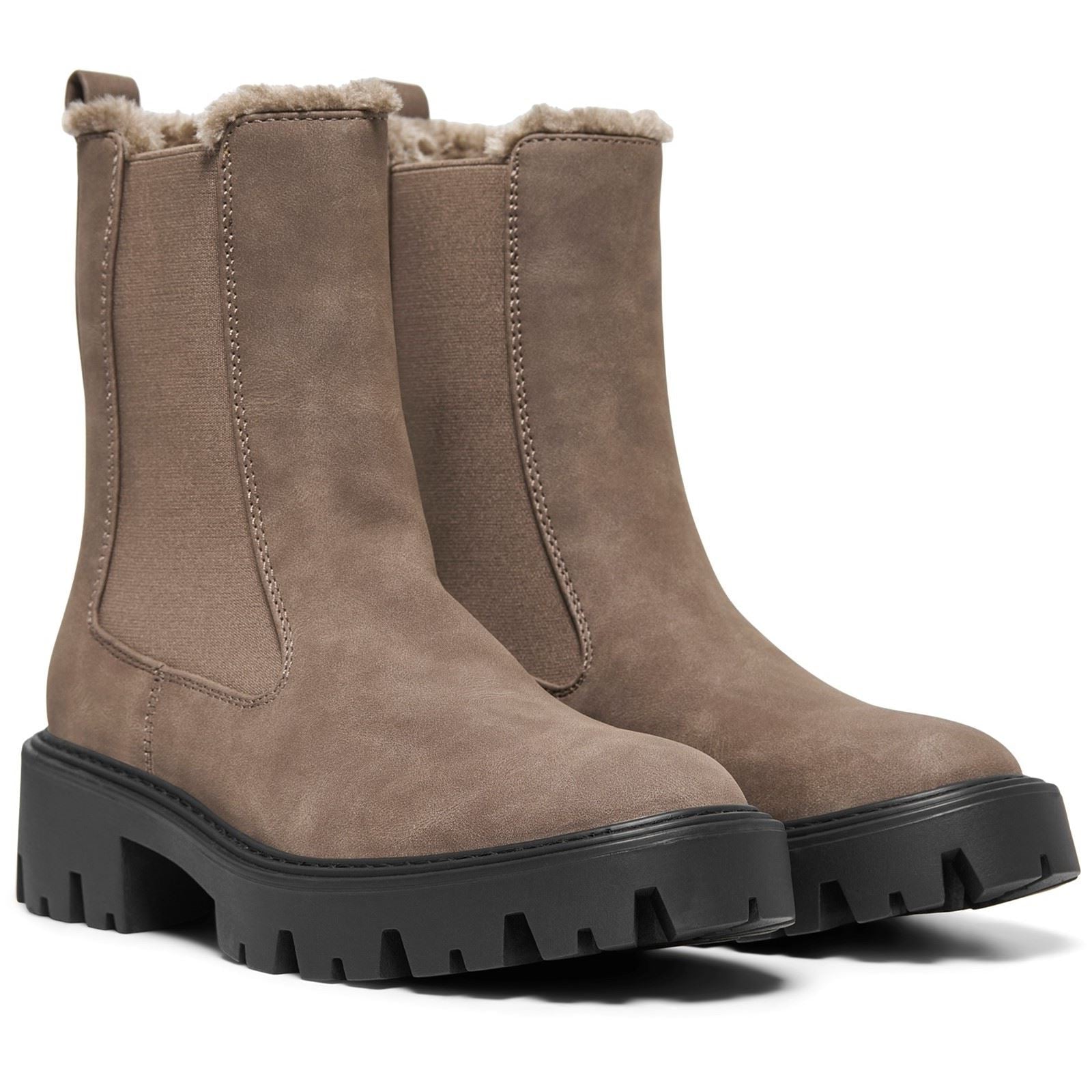 ONLY BETTY-9 WARM LINED Polyurethane Women's Brown Stone Heeled Ankle Boots