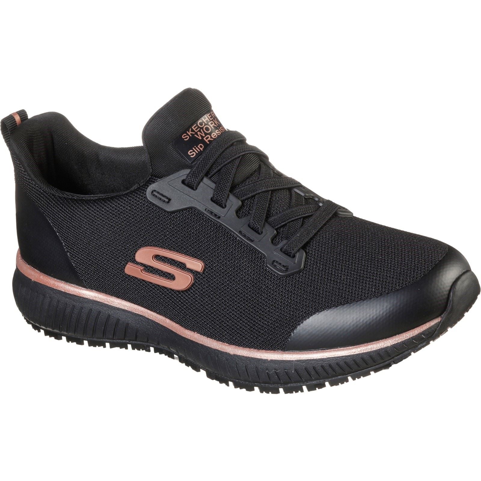Skechers Workwear Squad SR Textile Women's Black/Rose Gold Safety Sneakers