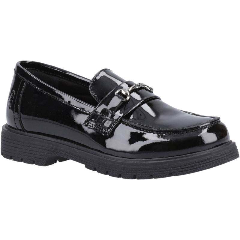 Hush Puppies Lydia Patent Senior Leather Girls's Black Loafers